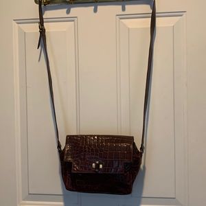 Furla alligator stamped leather shoulder bag